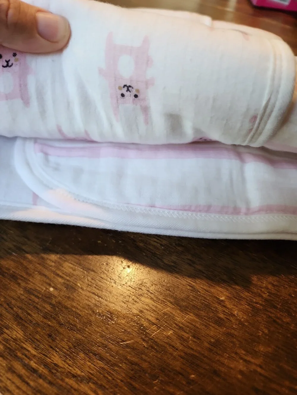 aden + anais Pink Mini Flannel Muslin Blanket Bunny Rabbit Striped 2016